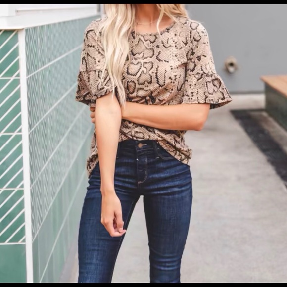 Python Flare Sleeve Top - Picture 2 of 4